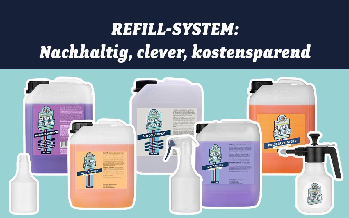 Refill-System für Auto-Reiniger und Pflegemittel: Nachhaltig, clever, kostensparend - CLEANEXTREME