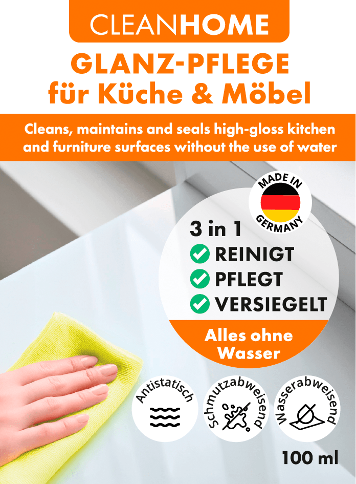 UniQuick SAUBER+PFLEGE - SET für Hochglanzfronten bei Küchen - und Möbel - CLEANEXTREME