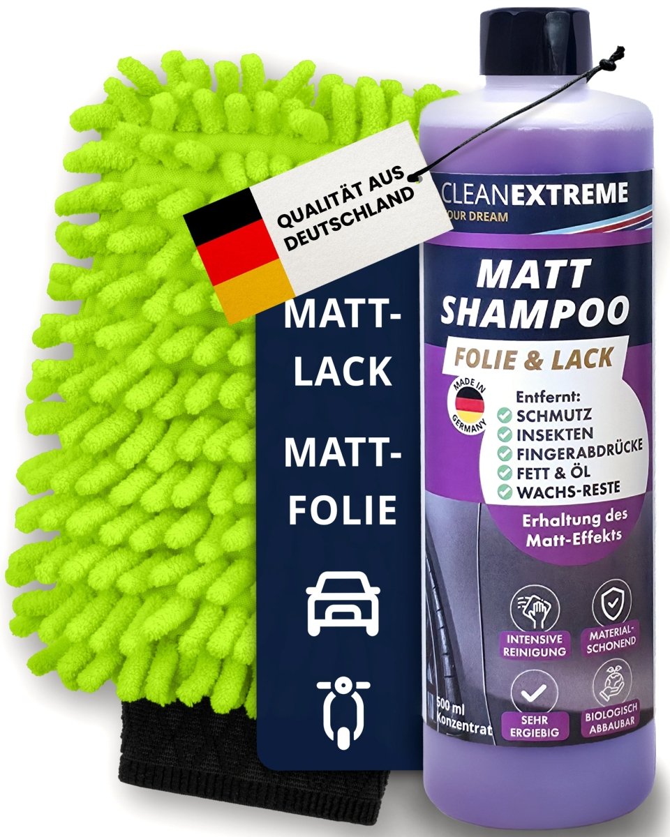 Mattlack Auto - Shampoo Folie & Lack Konzentrat 500 ml + Waschhandschuh - CLEANEXTREME