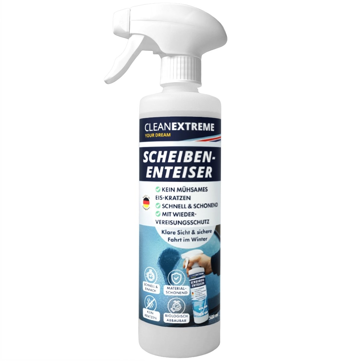 CLEANEXTREME Scheiben - Enteiser / Enteiser - Spray - 500 ml - CLEANEXTREME