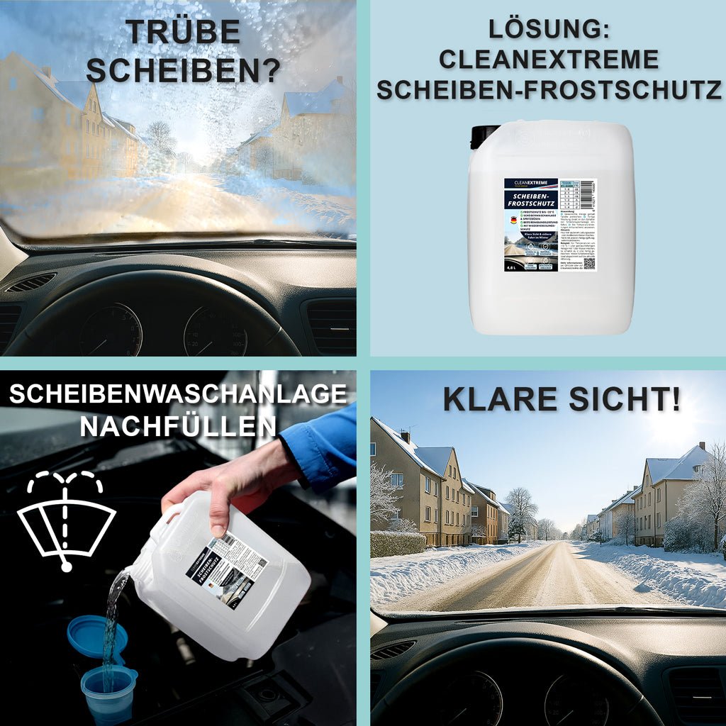 CLEANEXTREME Winter - Profi - Set Frostschutz & Enteiser – 4,8 L Wischwasser + 500 ml Enteiser - Spray - CLEANEXTREME