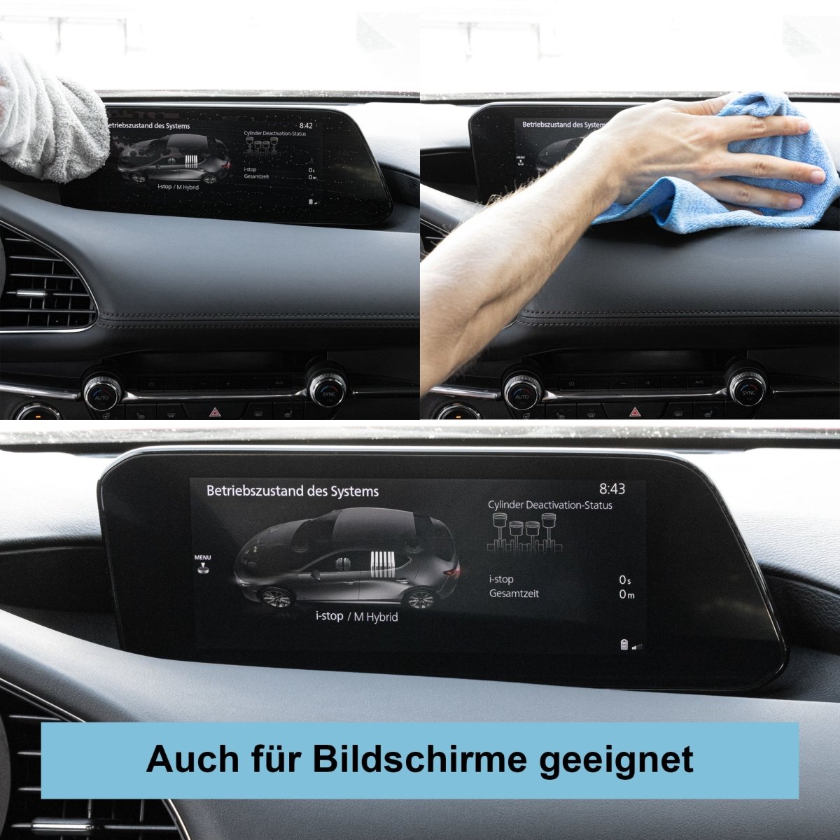 CLEANEXTREME Cockpitreiniger Mikrobiologisch Allergiker - 500 ml + Mikrofaser - Reinigungshandschuh Innenraum entfernt Schmutz, Staub, Fette, leichte Öle, Kosmetik - Rückstände, klebrige Getränkerückstände, Lebensmittelreste, Tierschmutz umv. - CLEANEXTREME