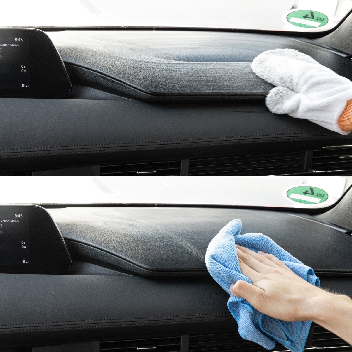 CLEANEXTREME Cockpitreiniger Mikrobiologisch Allergiker - 500 ml + Mikrofaser - Reinigungshandschuh Innenraum entfernt Schmutz, Staub, Fette, leichte Öle, Kosmetik - Rückstände, klebrige Getränkerückstände, Lebensmittelreste, Tierschmutz umv. - CLEANEXTREME