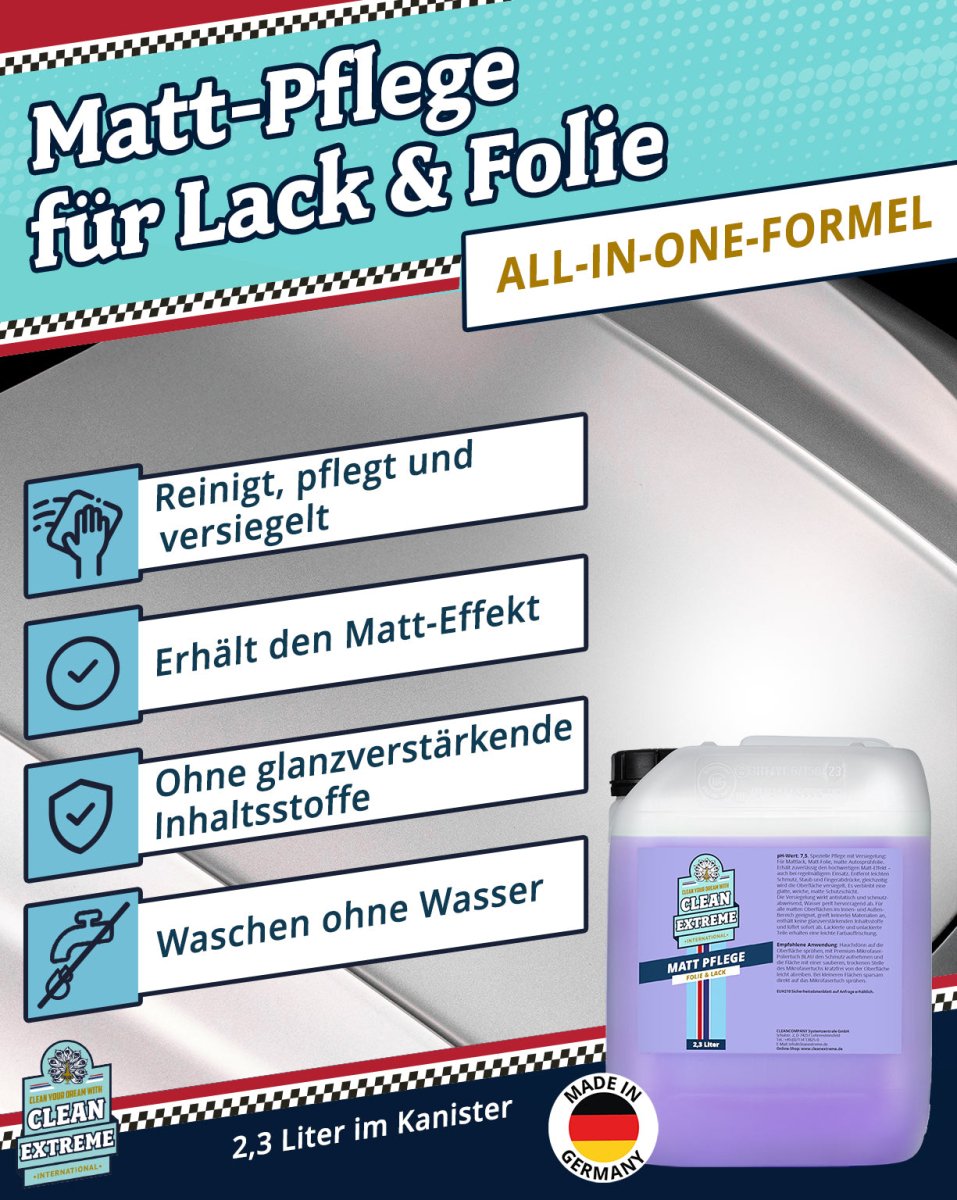 Auto Matt Pflege Folie & Lack mit Versiegelung - Detailer - 2,3 Liter - CLEANEXTREME