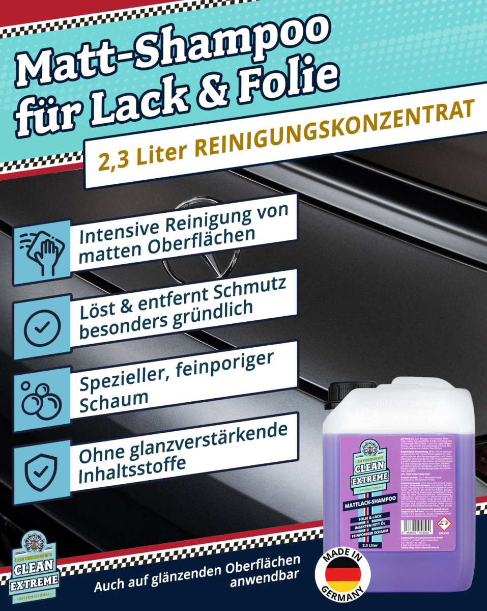 Mattlack Auto - Shampoo Folie & Lack - Konzentrat - 2,3 Liter - CLEANEXTREME