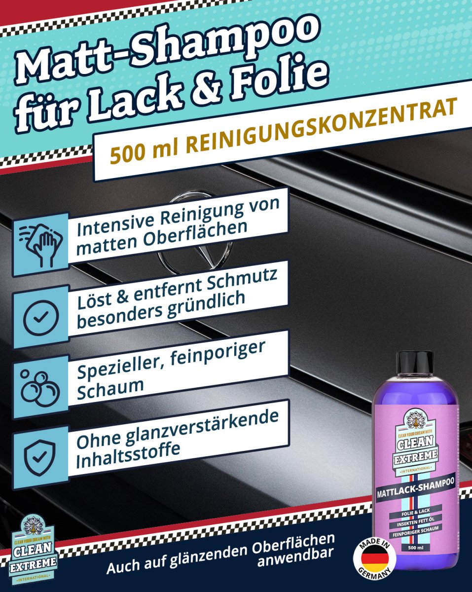 Mattlack Auto - Shampoo Folie & Lack - Konzentrat - 0,5 Liter - CLEANEXTREME