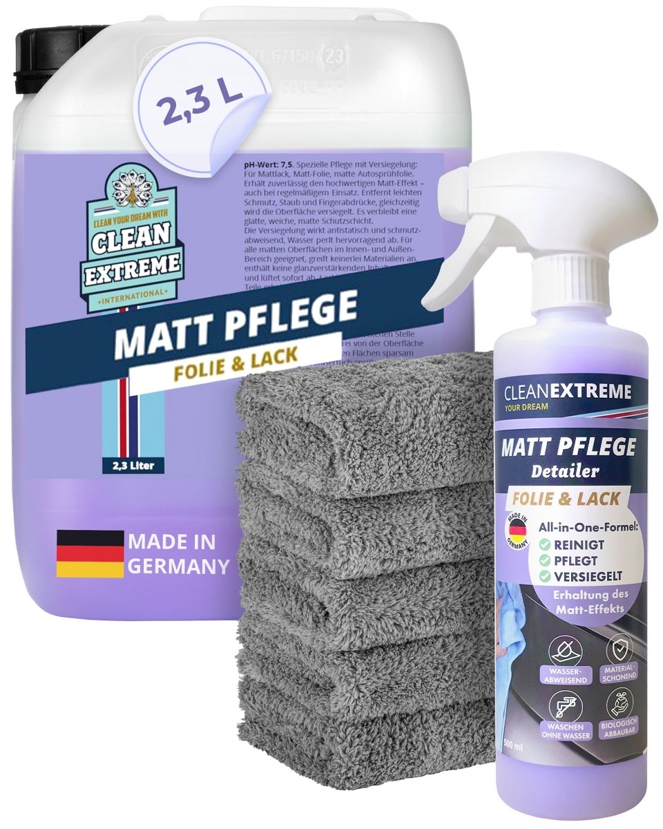 Auto Matt Pflege Folie & Lack mit Versiegelung - Detailer - 2,3 Liter + 500 ml + 5x Poliertuch - CLEANEXTREME