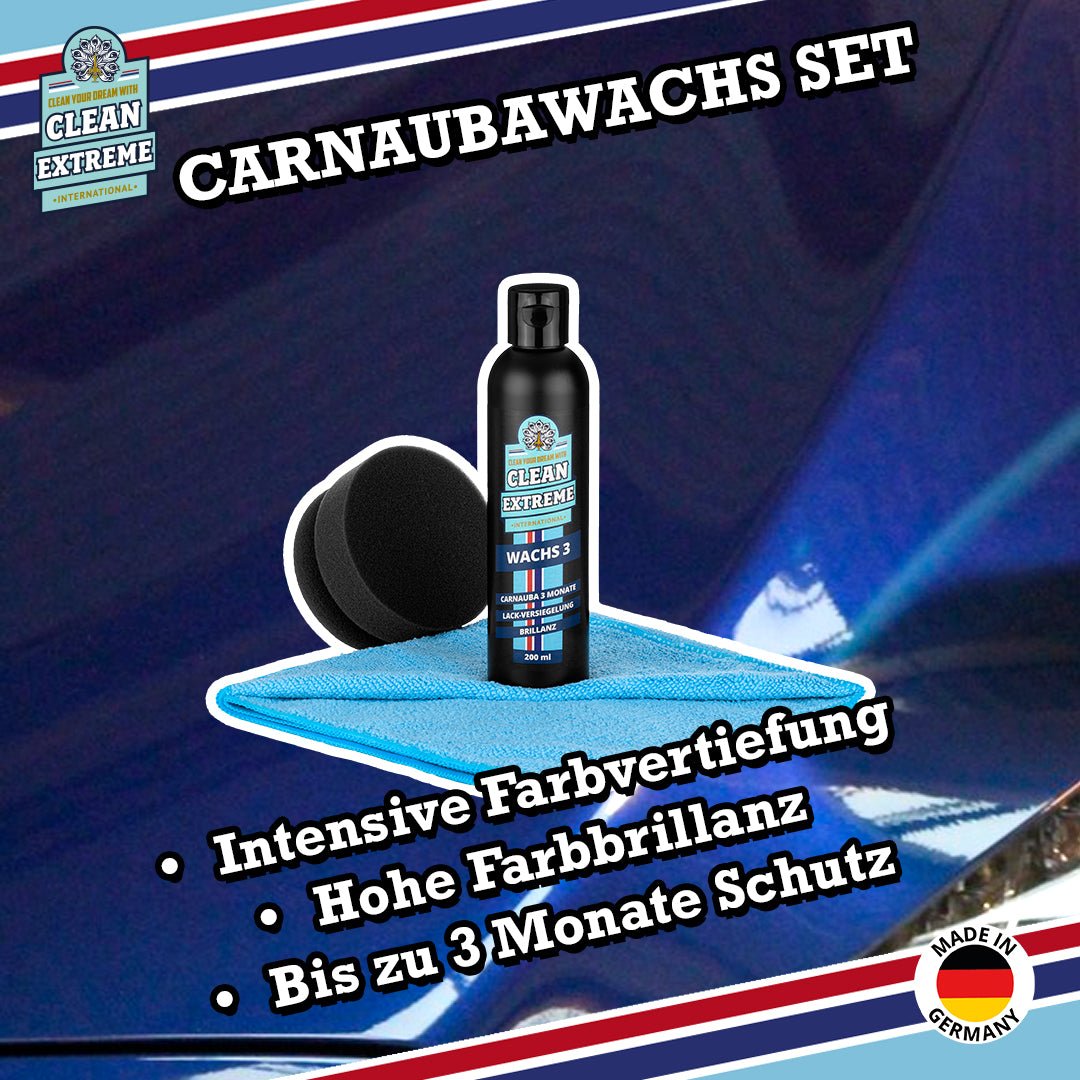 WACHS 3 Monate Brillanz Auto - Lackversiegelung (Carnaubawachs) Set - CLEANEXTREME