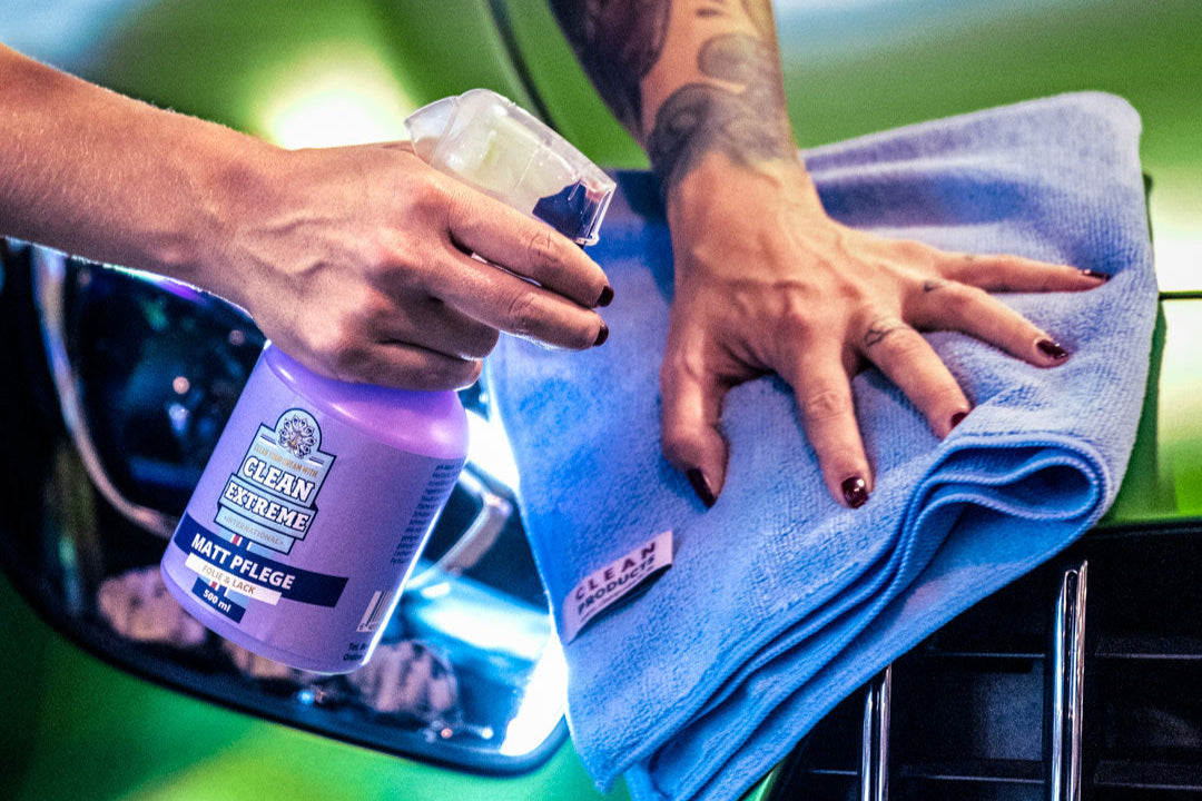 CLEANEXTREME Matt Pflege Folie & Lack mit Versiegelung - Detailer - 500 ml + Poliertuch BLAU MAXI - 1 Stück