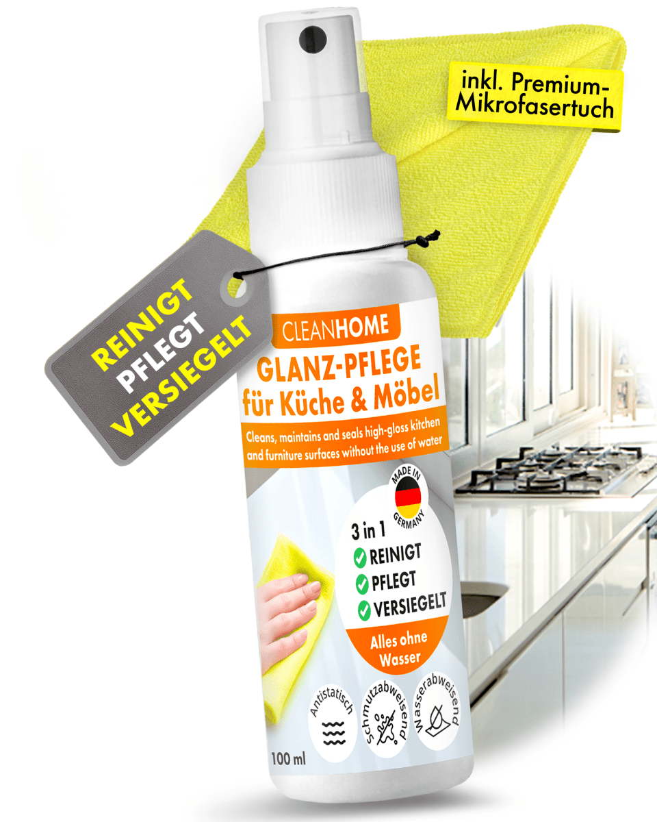 UniQuick SAUBER+PFLEGE - SET für Hochglanzfronten bei Küchen - und Möbel - CLEANEXTREME