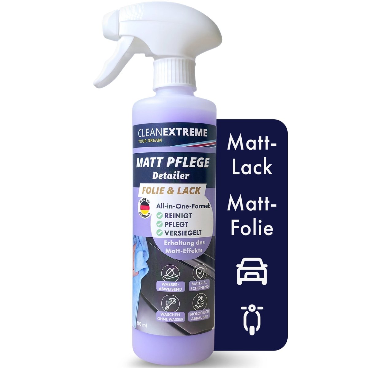 Auto Matt Pflege Folie & Lack mit Versiegelung - Detailer - 500 ml - CLEANEXTREME