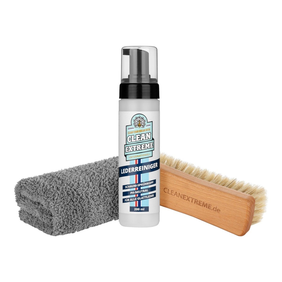 Leder Reiniger + Bürste + Tuch Set - CLEANEXTREME