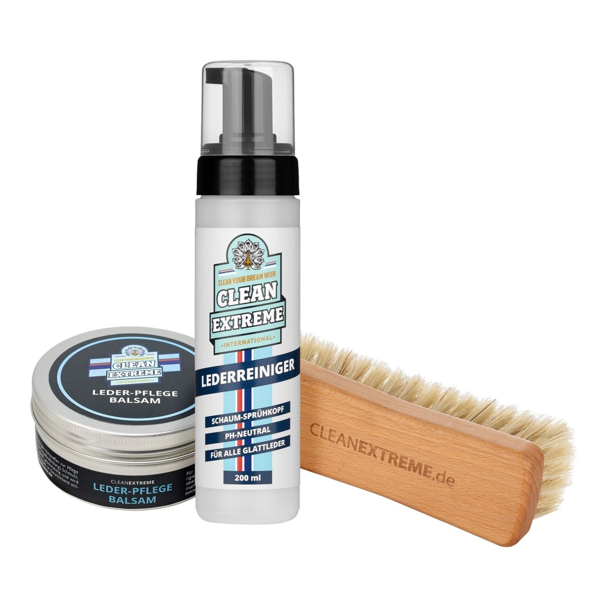 Leder Reiniger + Pflege + Bürste Set - CLEANEXTREME