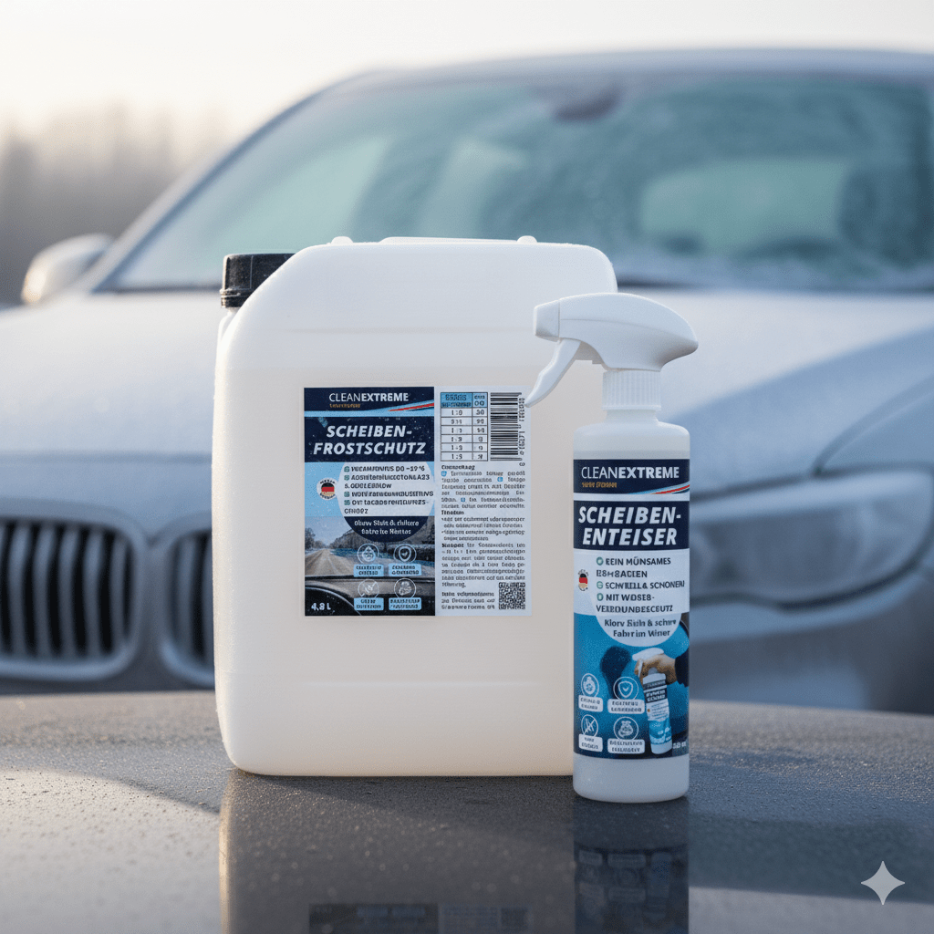 CLEANEXTREME Winter - Profi - Set Frostschutz & Enteiser – 4,8 L Wischwasser + 500 ml Enteiser - Spray - CLEANEXTREME