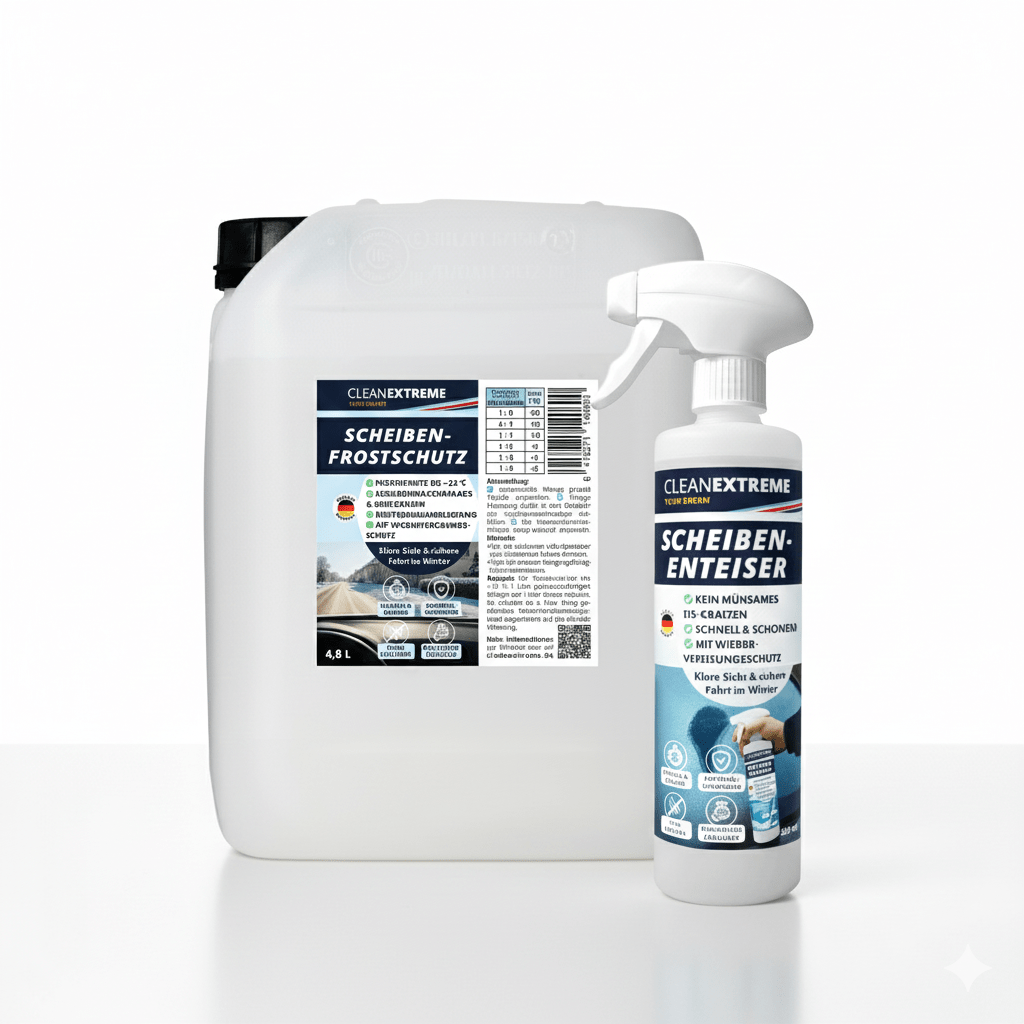 CLEANEXTREME Winter - Profi - Set Frostschutz & Enteiser – 4,8 L Wischwasser + 500 ml Enteiser - Spray - CLEANEXTREME