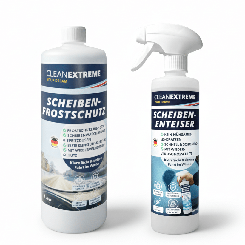 Winter - Sicht - Set – Scheibenreiniger 1 L & Enteiser - Spray 500 ml für kalte Tage - CLEANEXTREME
