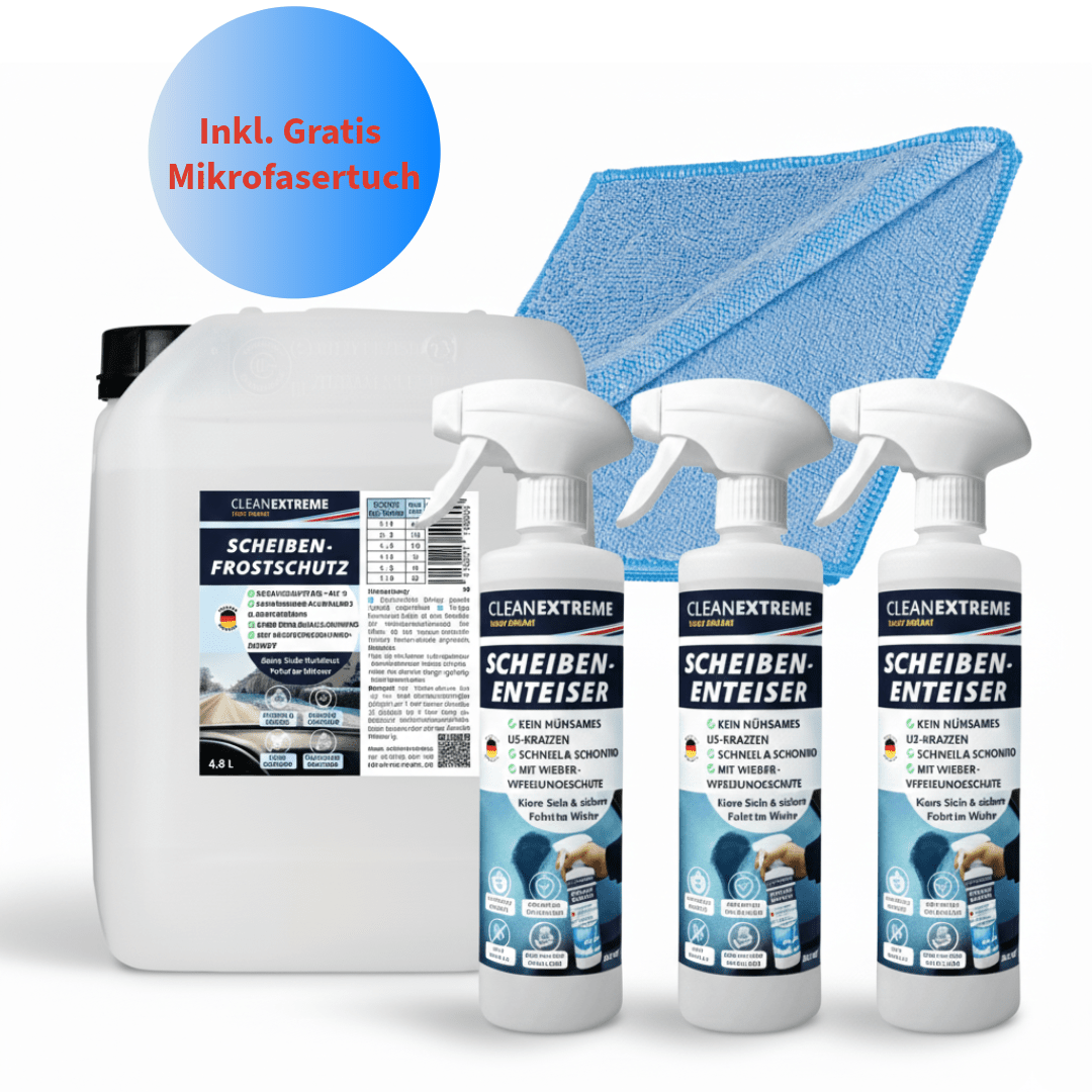 Winter - Profi - Set Frostschutz & Enteiser – 4,8 L Wischwasser + 3 x 500 ml Enteiser - Spray - CLEANEXTREME