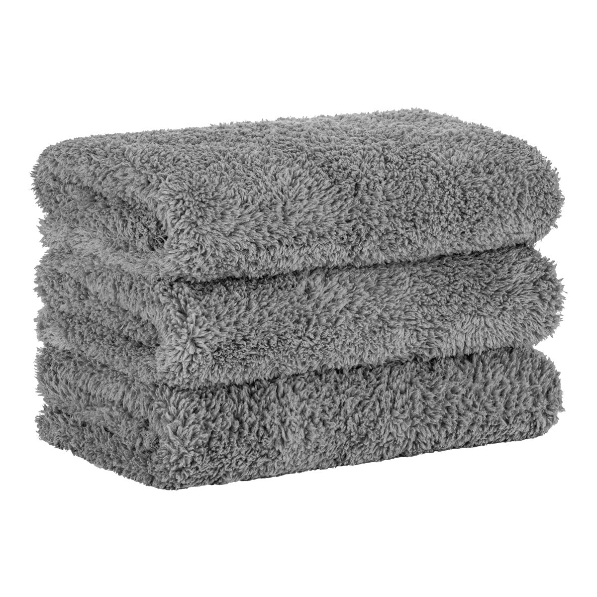 MICRO Poliertuch GRAU FLUFFY - Randlos - 500GSM - 3 Stück - CLEANEXTREME