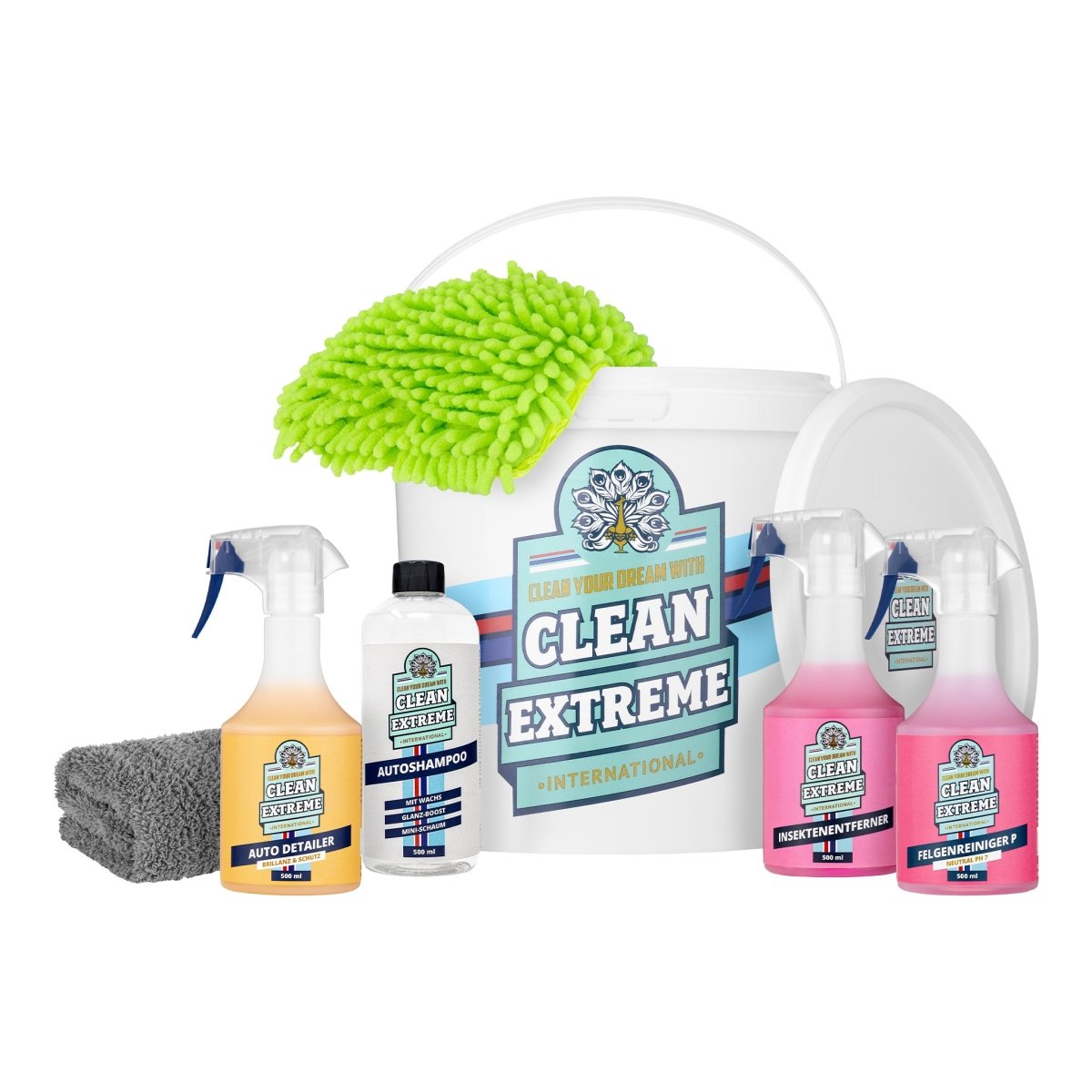 Auto-Wasch-Set Base Glanz Lack & Folie inkl. Wasch-Eimer mit Deckel - CLEANEXTREME