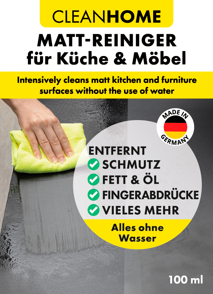 Matt - SAUBER + Matt - PFLEGE - SET für matte Fronten bei Küchen - und Möbel - CLEANEXTREME