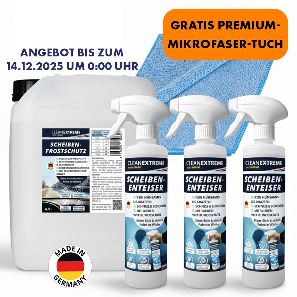 Winter - Profi - Set Frostschutz & Enteiser – 4,8 L Wischwasser + 3 x 500 ml Enteiser - Spray - CLEANEXTREME