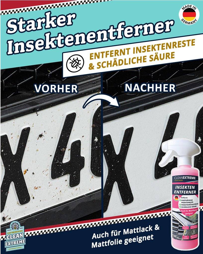 Auto-Wasch-Set Base Glanz Lack & Folie - Glanz-Shampoo mit Wachs Felgenreiniger pH-neutral Insektenentferner Auto-Detailer inkl. Wasch-Zubehör & Wasch-Eimer mit Deckel - CLEANEXTREME