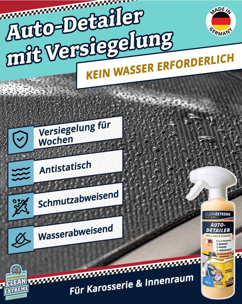 Auto-Wasch-Set Base Glanz Lack & Folie - Glanz-Shampoo mit Wachs Felgenreiniger pH-neutral Insektenentferner Auto-Detailer inkl. Wasch-Zubehör & Wasch-Eimer mit Deckel - CLEANEXTREME