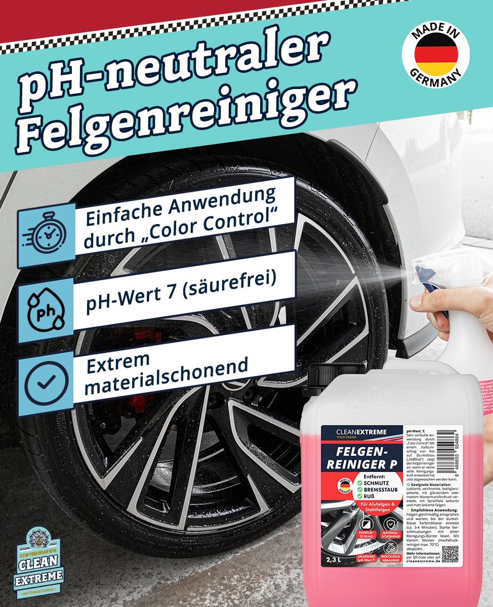Felgenreiniger P redblue Säurefrei pH-neutral mit Farbumschlag 2,3 Liter - CLEANEXTREME