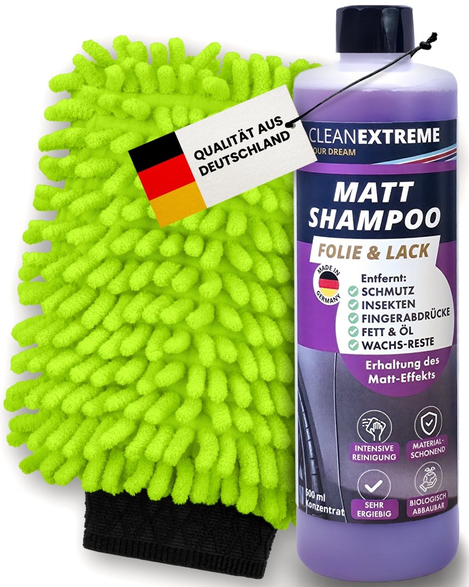 Mattlack Auto - Shampoo Folie & Lack Konzentrat 500 ml + Waschhandschuh - CLEANEXTREME