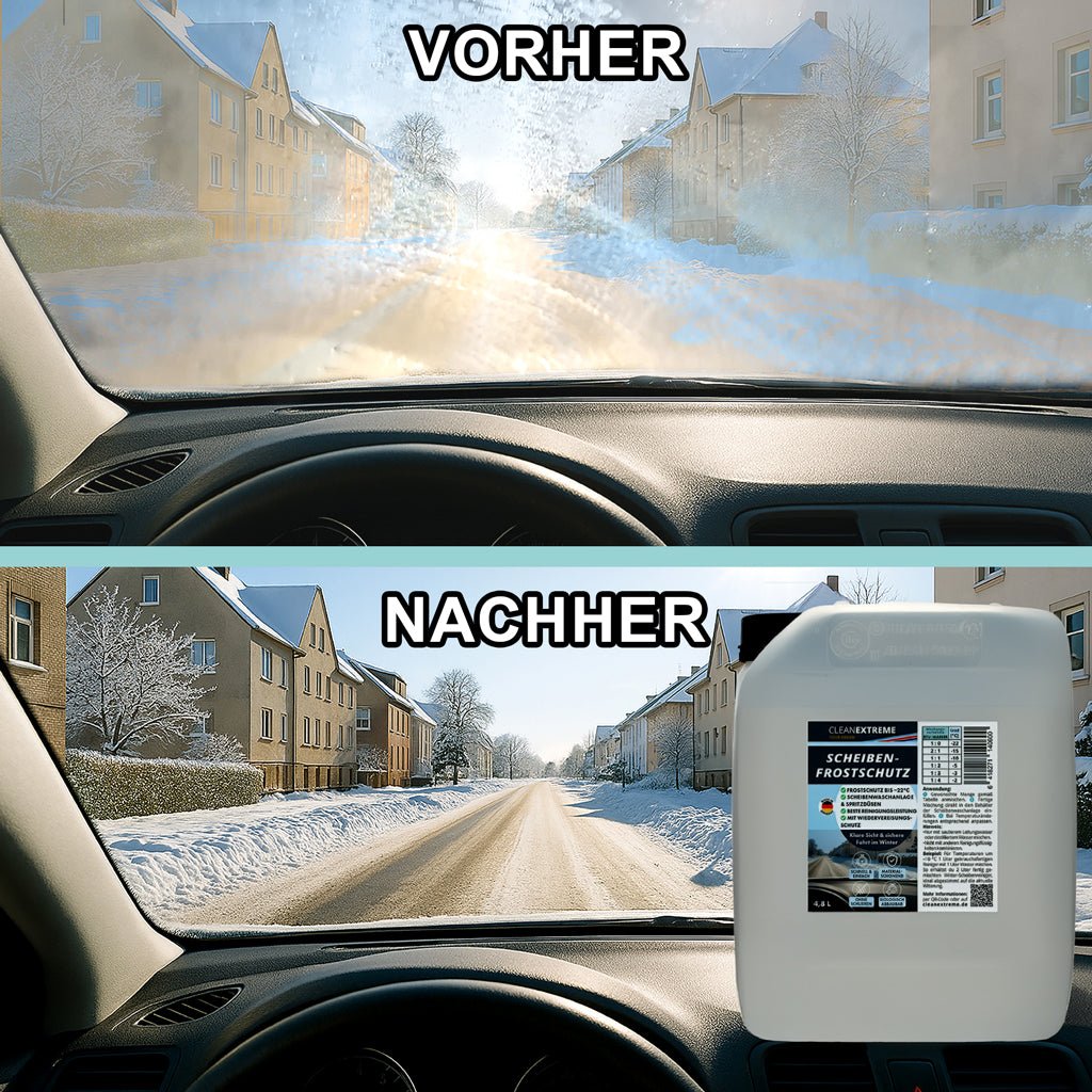 CLEANEXTREME Winter - Profi - Set Frostschutz & Enteiser – 4,8 L Wischwasser + 500 ml Enteiser - Spray - CLEANEXTREME