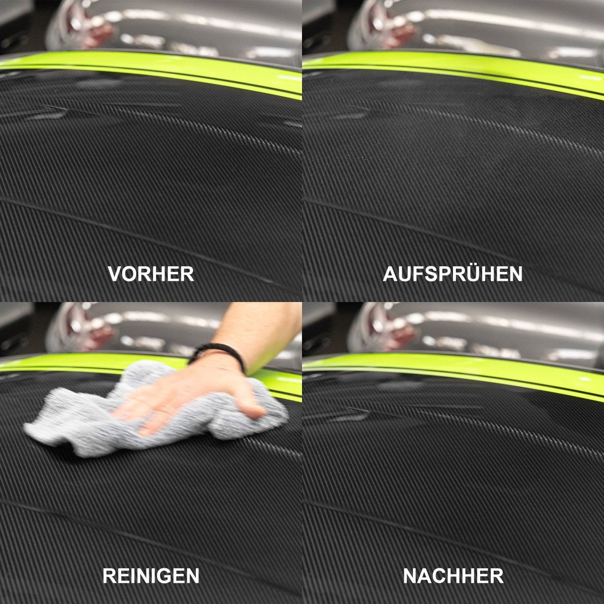 SIO² Auto - Detailer (Lackpflege) - 500 ml + MICRO Poliertuch GRAU FLUFFY - Randlos - 500GSM Set - CLEANEXTREME