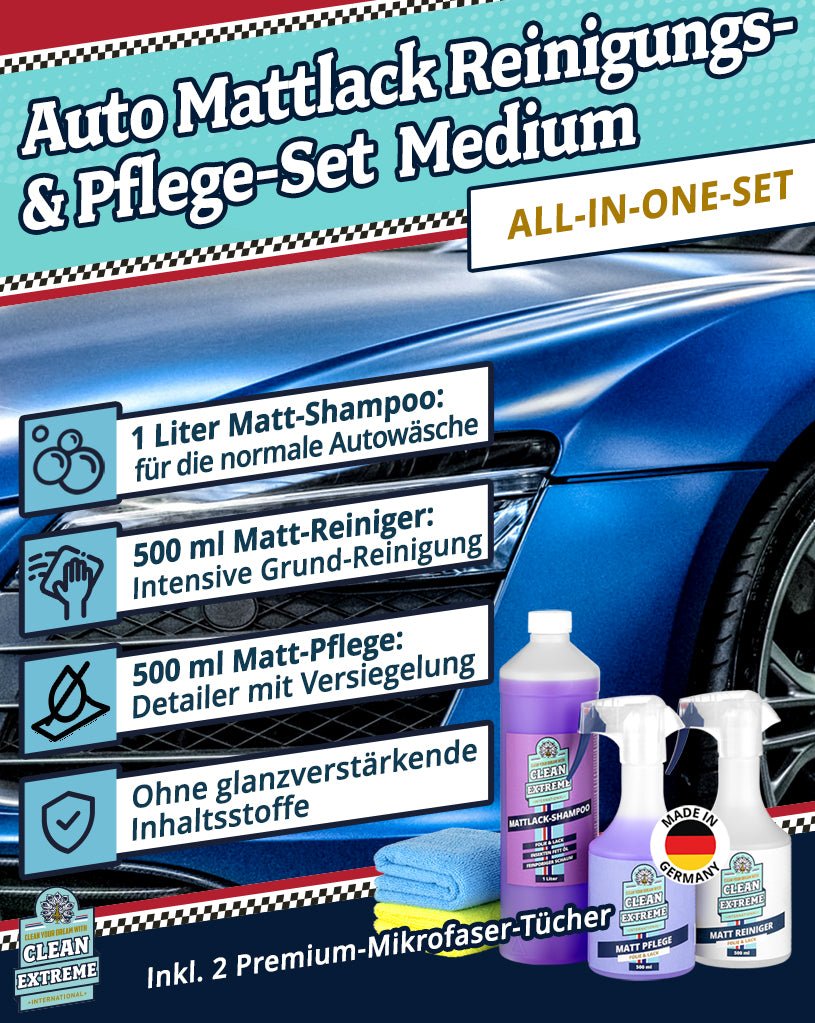 Auto - Set Mattlack / Mattfolie – Reinigung + Pflege MEDIUM - CLEANEXTREME