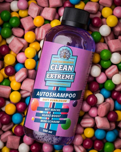 Autoshampoo Konzentrat BUBBLEGUM mit Wachs 0,5 Liter - CLEANEXTREME