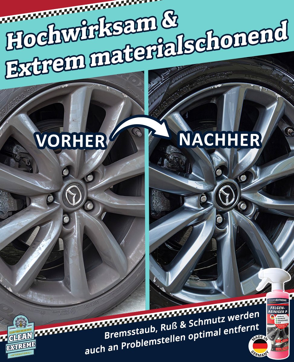 Felgenreiniger P redblue Säurefrei pH - neutral mit Farbumschlag 500 ml - CLEANEXTREME