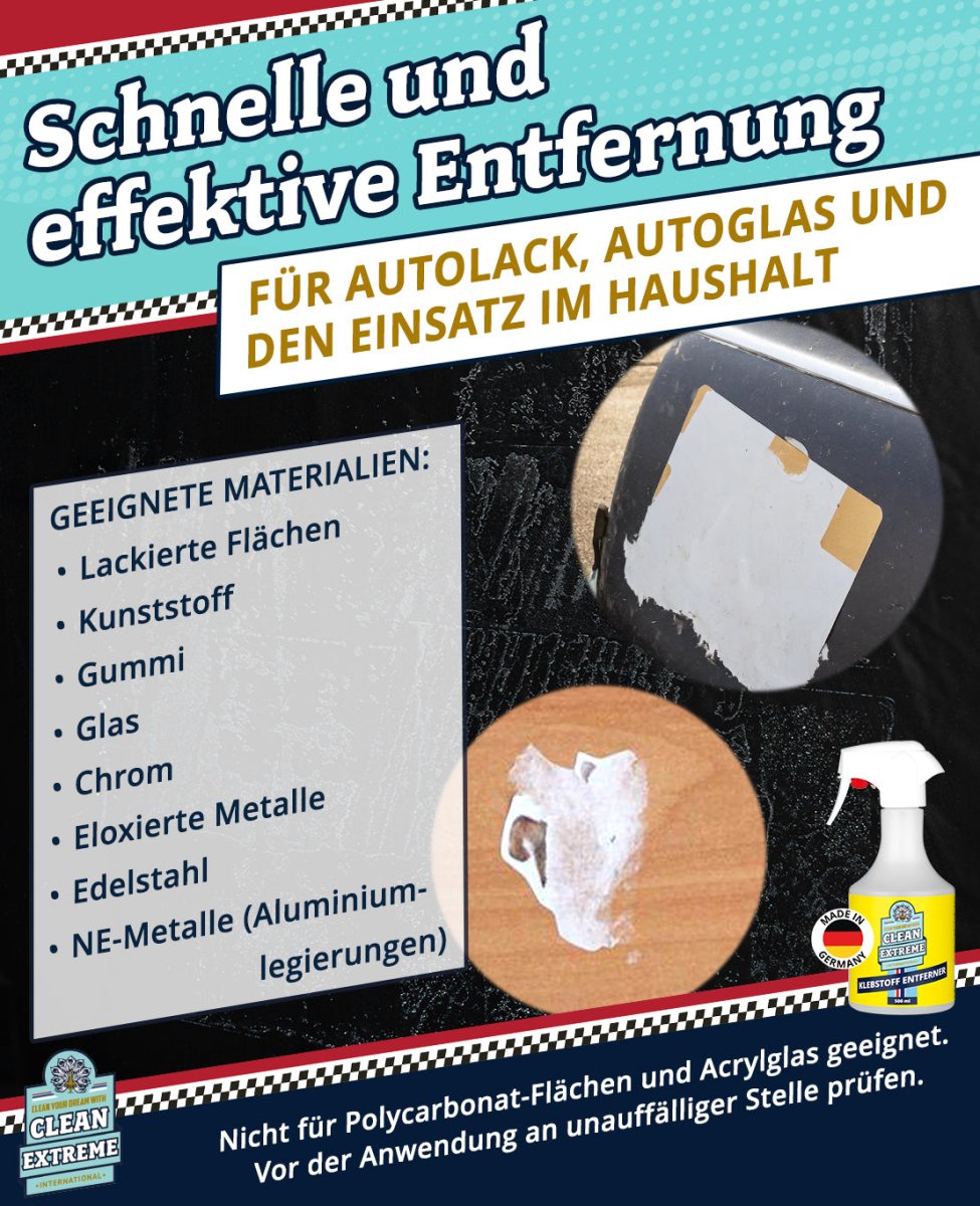 Aufkleber + Klebstoff - ENTFERNER - Klebstofflöser 500 ml entfernt schnell & sauber Klebstoffreste - gute Kriech - Eigenschaften ermöglichen ein leichteres Abziehen älterer Aufkleber - materialschonend - CLEANEXTREME