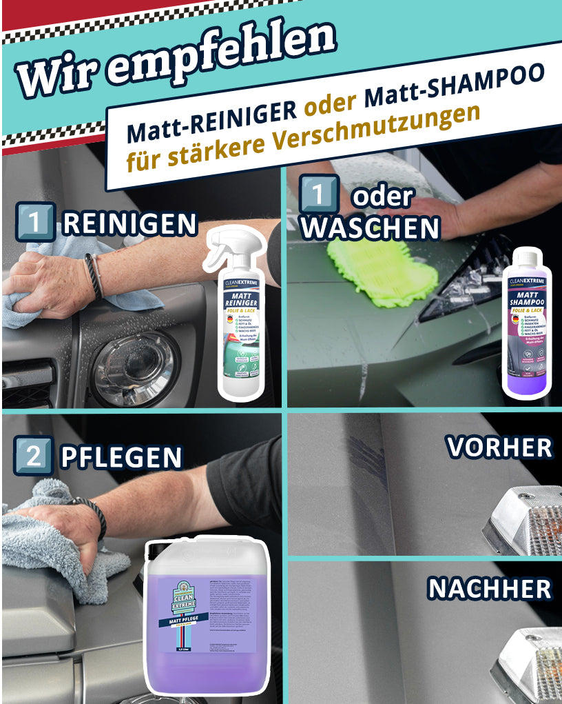 Película de cuidado mate para coche y pintura con sellador - Detailer - 2,3 litros limpia, cuida, sella - repelente al agua, repele la suciedad - antiestático - mantiene el efecto mate - lavar sin agua