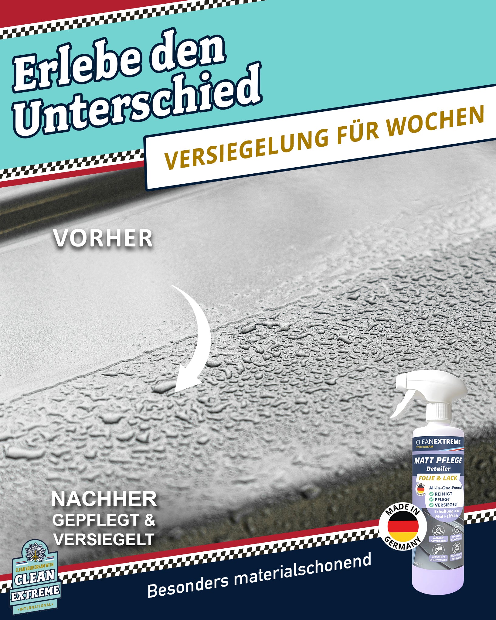 Auto Matt Pflege Folie & Lack mit Versiegelung - Detailer - 500 ml