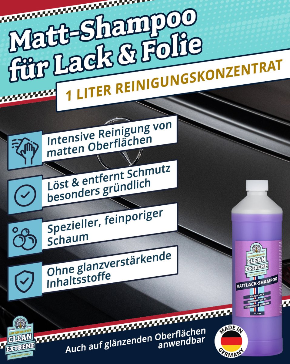 Mattlack Auto - Shampoo Folie & Lack - Konzentrat - 1 Liter - CLEANEXTREME