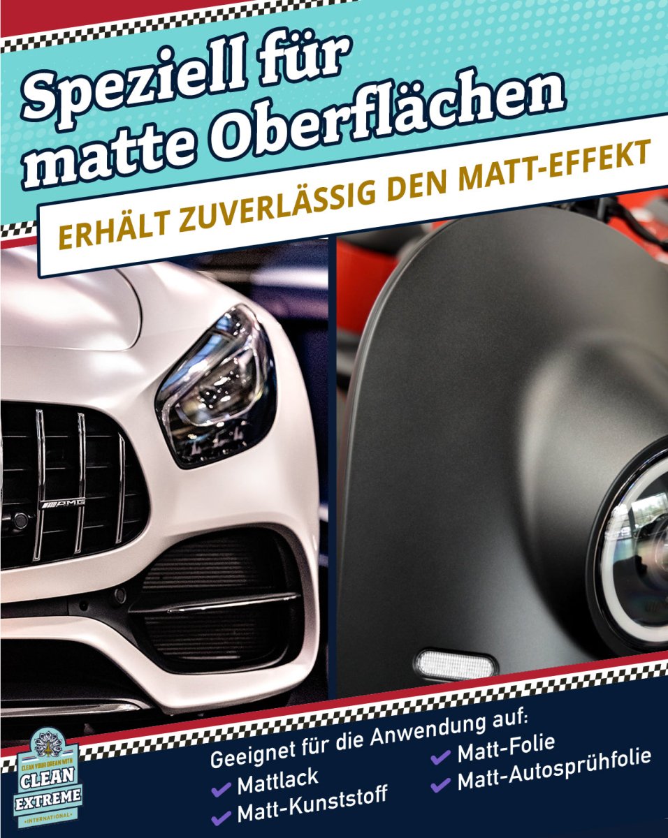 Mattlack Set Auto - Shampoo Folie & Lack - 1 Liter + MICRO Auto - Waschhandschuh DUO Set - CLEANEXTREME