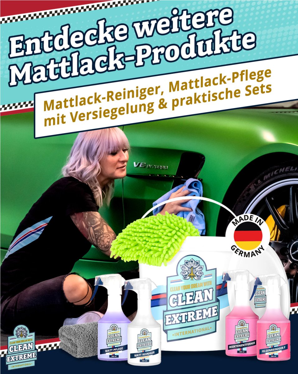 Mattlack Set Auto - Shampoo Folie & Lack - 1 Liter + MICRO Auto - Waschhandschuh DUO Set - CLEANEXTREME