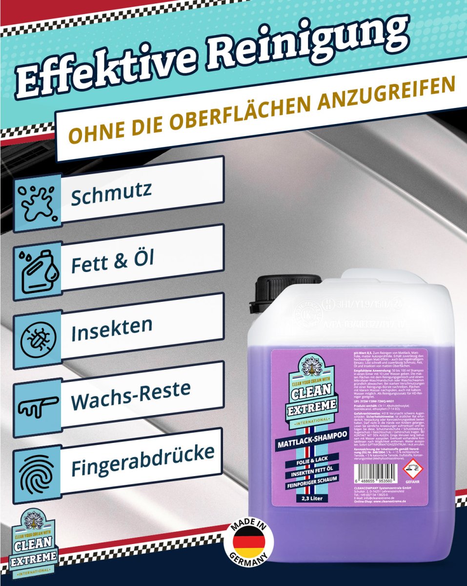 Mattlack Auto - Shampoo Folie & Lack - Konzentrat - 2,3 Liter - CLEANEXTREME
