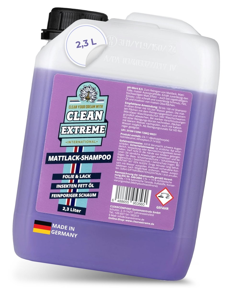 Mattlack Auto - Shampoo Folie & Lack - Konzentrat - 2,3 Liter löst & entfernt Schmutz besonders gründlich - optimale Reinigung hochwertiger matt Lack - und Autofolien - Oberflächen - CLEANEXTREME