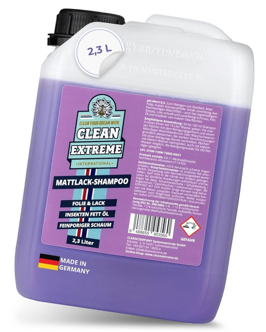 Mattlack Auto - Shampoo Folie & Lack - Konzentrat - 2,3 Liter löst & entfernt Schmutz besonders gründlich - optimale Reinigung hochwertiger matt Lack - und Autofolien - Oberflächen - CLEANEXTREME