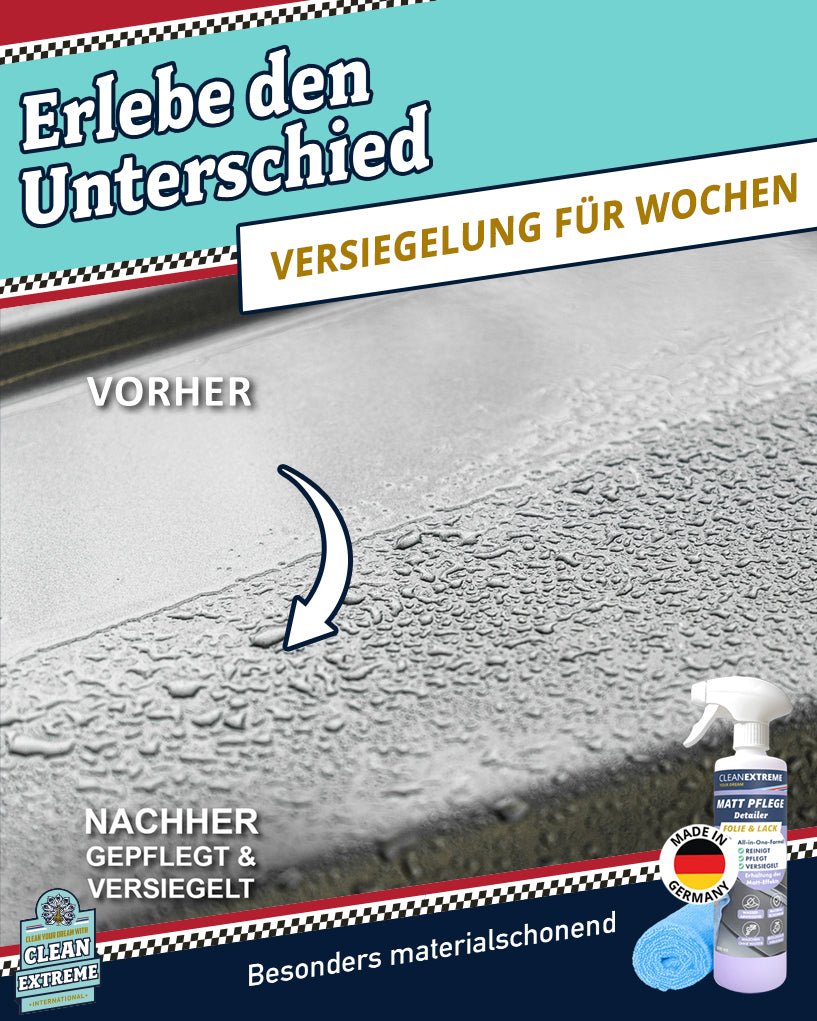 Auto Matt Pflege Folie & Lack mit Versiegelung 500 ml + Poliertuch - CLEANEXTREME