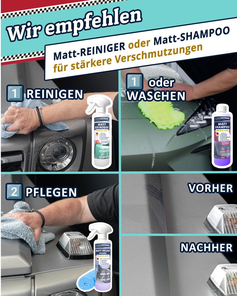 Auto Matt Pflege Folie & Lack mit Versiegelung 500 ml + Poliertuch - CLEANEXTREME