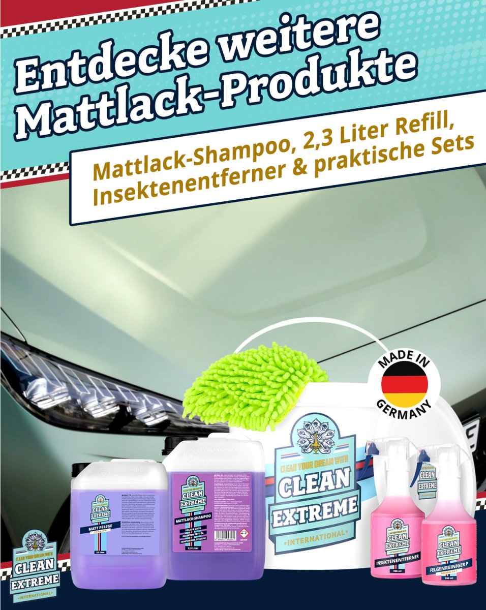 Auto Matt Pflege Folie & Lack + Poliertuch BLAU MAXI Set reinigt pflegt versiegelt - wasser - schmutz - abweisend - antistatisch - erhält den Matt - Effekt - waschen ohne Wasser - CLEANEXTREME