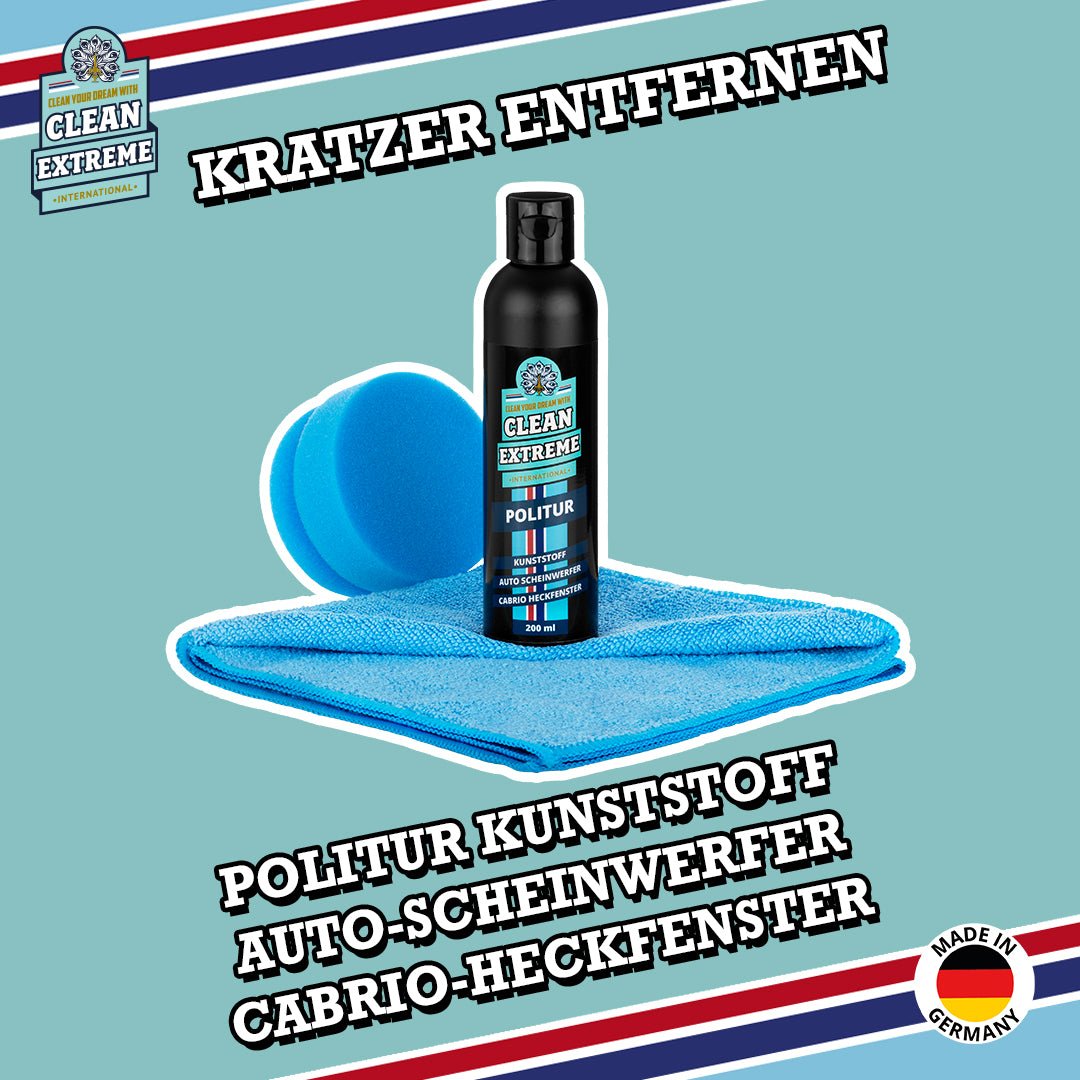 Politur Kunststoff - Auto - Scheinwerfer - Cabrio - Heckfenster Set - CLEANEXTREME