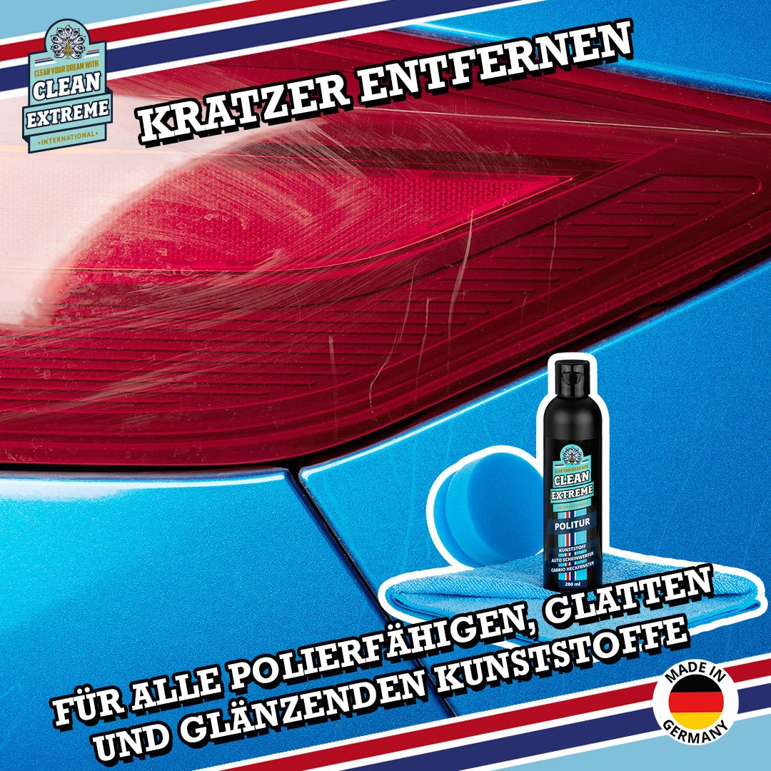 Politur Kunststoff - Auto - Scheinwerfer - Cabrio - Heckfenster Set - CLEANEXTREME