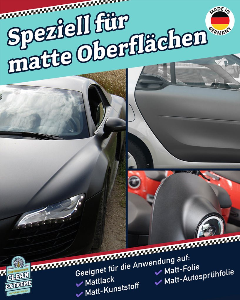 Auto Matt Pflege Folie & Lack mit Versiegelung - Detailer - 2,3 Liter + 500 ml + 5x Poliertuch - CLEANEXTREME