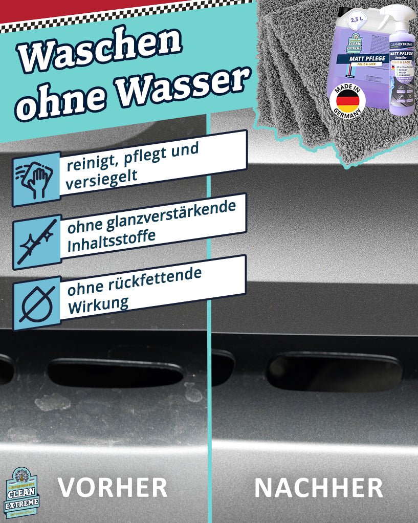 Auto Matt Pflege Folie & Lack mit Versiegelung - Detailer - 2,3 Liter + 500 ml + 5x Poliertuch - CLEANEXTREME